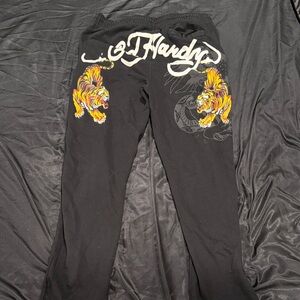 Ed Hardy Black Pants with Dragon Design